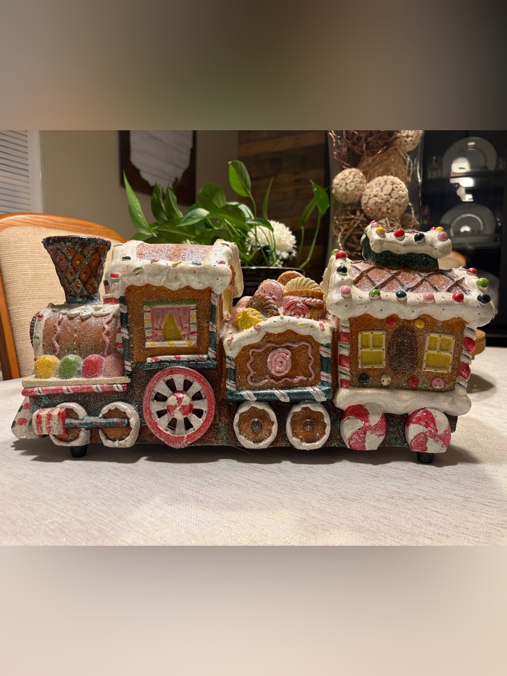 Cracker Barrel Fiber Optic Lighted Christmas Train GingerBread Cookies